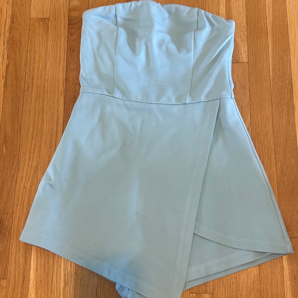 By the way light blue strapless romper